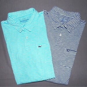 Lot of 2~ Vineyard Vines Striped Smooth Cotton Polo Golf Shirts Men's Small